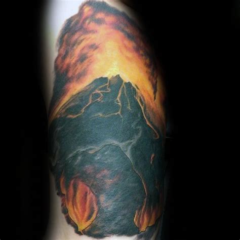 50 Volcano Tattoo Designs For Men - Erupting Hot Lava Ink Ideas