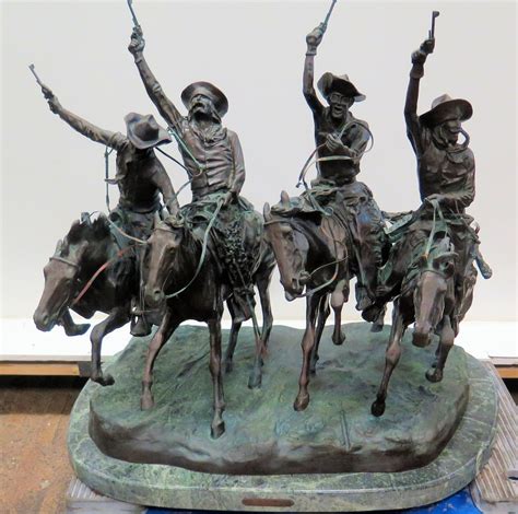 Large Frederic Remington Bronze Sculpture "Coming Through the Rye" 30"W x 20"D x 28"H - Oahu ...