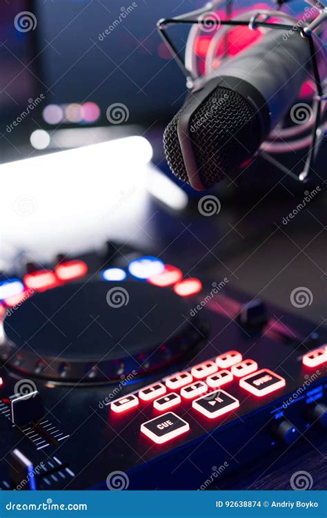 DJ equipment at night club stock photo. Image of male - 92638874