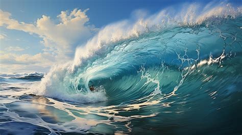 Premium AI Image | Blue Ocean Surfing Wave