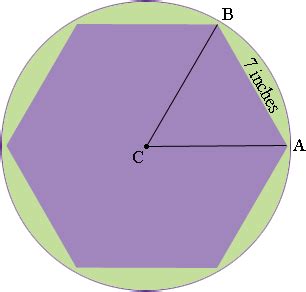 A regular hexagon is inscribed in a circle. - Math Central