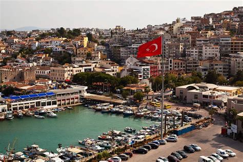 View of Kusadasi Port & surroundings. Picture taken from Cruise ship at ...