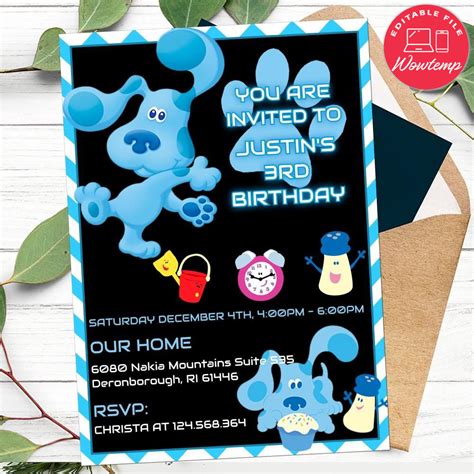 Editable Blue's Clues Invitation Instant Download | Wowtemp