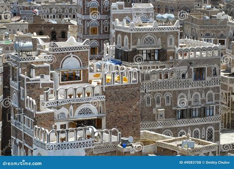 Exterior Of The Traditional Decorated Buildings Of Sanaa City In Sanaa ...