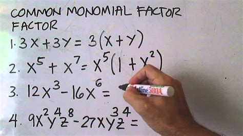 Factoring Common Monomial Factor - YouTube