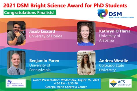 DSM Bright Science Award for Ph.D. Students – Division of Polymer Chemistry, Inc.