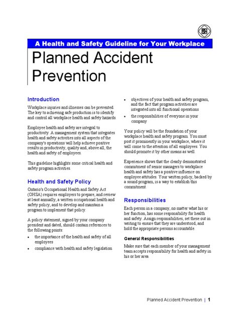 Accident Prevention Plan Template