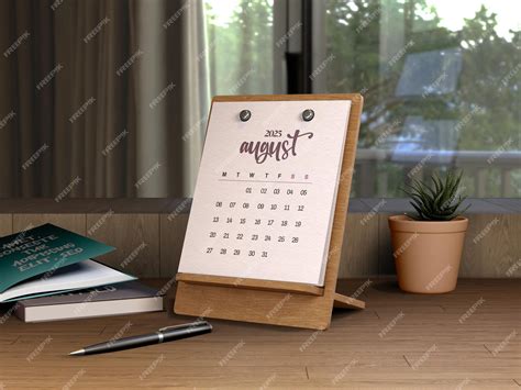 Premium PSD | Desk calendar on a wooden stand mockup