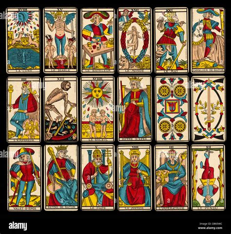 Selection of tarot cards from traditional Marseille pack Stock Photo ...