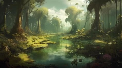 Swamp Fantasy Backdrop Concept Art Realistic Illustration Background with 22807051 Stock Photo ...