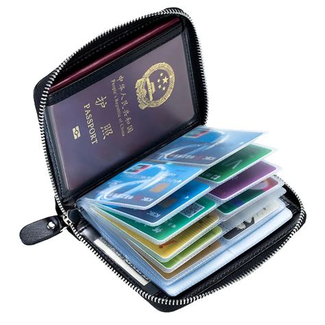 Genuine Leather Credit Card Bag 40 Slots Women Men Credit Card Holder Anti MagneticLarge ...