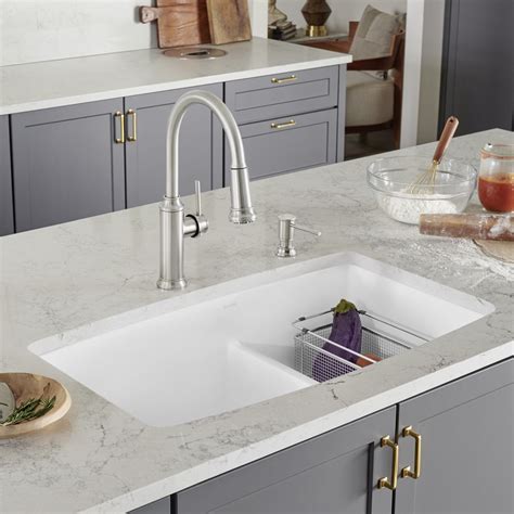 Shop BLANCO Performa 19-in x 33-in White Double-Basin Granite Undermount Residential Kitchen ...