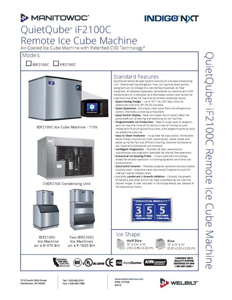 Manitowoc Spec Sheets – Southern Ice Equipment Distributors