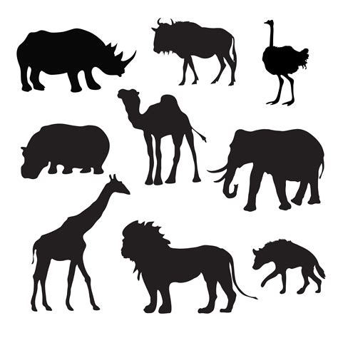 Wild African Animals Black 458980 Vector Art at Vecteezy