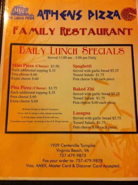 Athens Pizza Menu, Menu for Athens Pizza, Kempsville, Hampton Roads - Urbanspoon/Zomato