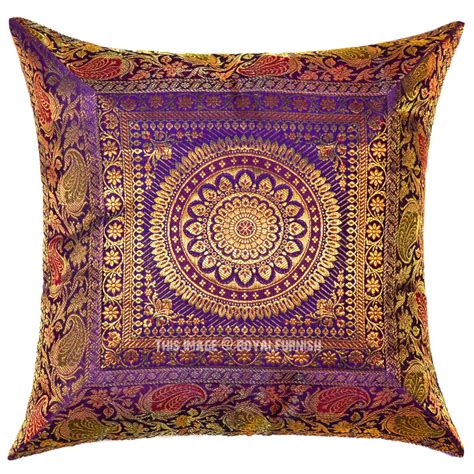 Purple Medallion Circle Decorative Outdoor Indoor Silk Square Throw ...