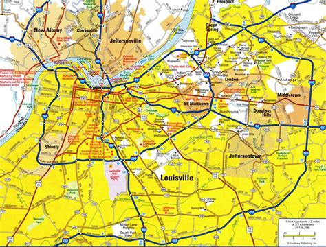 Louisville Road Map Road Map Of Louisville KY Kentucky USA | Printable ...