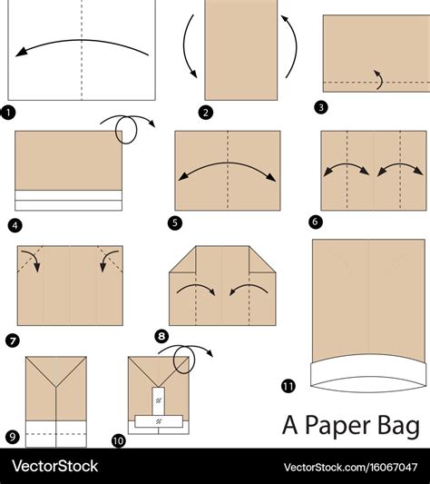 Step instructions how to make origami a paper bag Vector Image