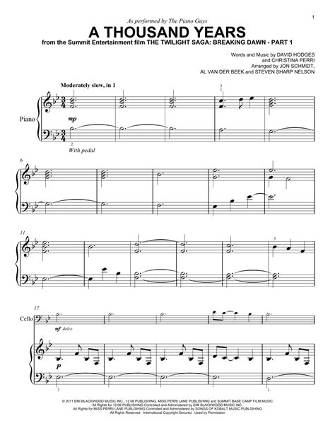 Free Printable A Thousand Years Piano Sheet Music - Printable Templates