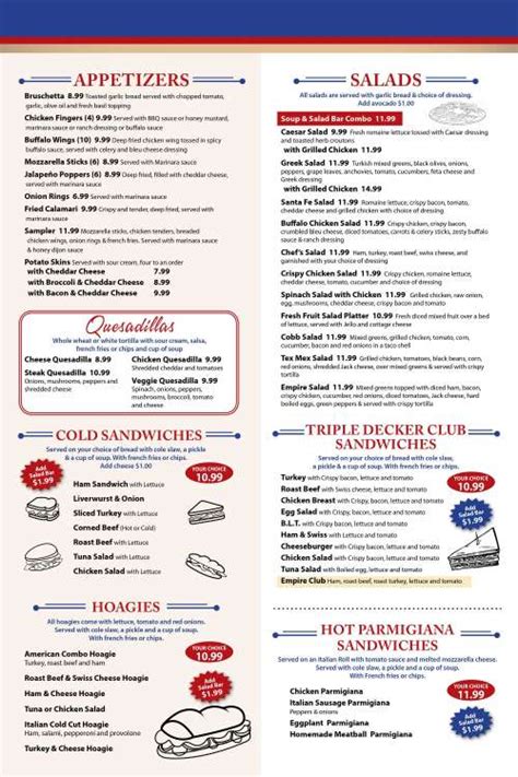 EMPIRE DINER AND RESTAURANT menu in Brooklawn, New Jersey, USA