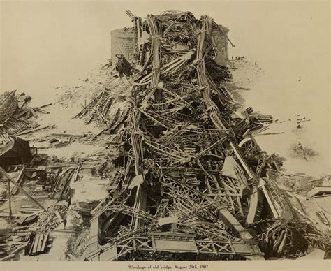 Pont de Quebec collapse. Aug 29, 1907 - Quebec City, Canada. The cantilever bridge was being ...