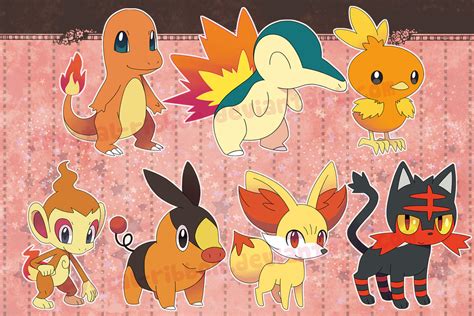 Pokemon fire starters - stickers by Crystal-Ribbon on DeviantArt