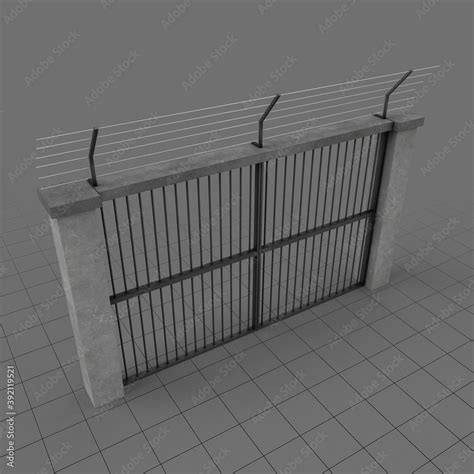 Closed prison gate Stock 3D asset | Adobe Stock