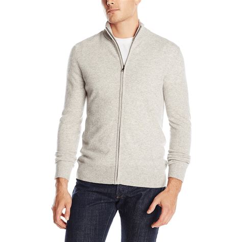 1/2 Mock Neck Full Zip Cashmere Sweater for Men