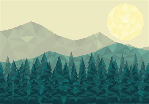 Low Poly Forest Landscape Vector Bacground - Stock Image - Everypixel