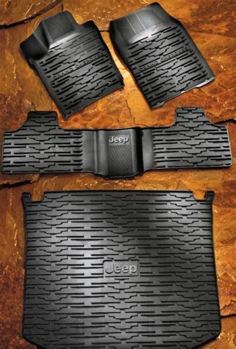 Back Floor Mats Set New Jeep Factory Logo All Weather Heavy Duty Rubber ...