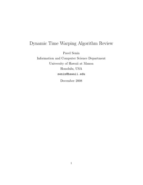 (PDF) Dynamic Time Warping Algorithm Review