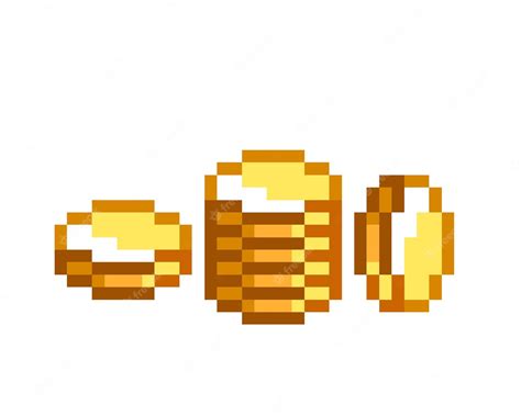 Pixel art denaro contante e pila di monete. pixel monete d'oro, pila di ...