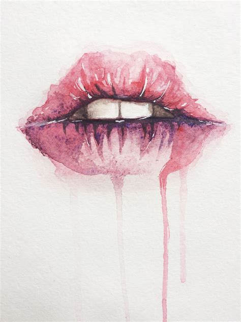 watercolor lips | Акварельные иллюстрации, Губы живопись ...