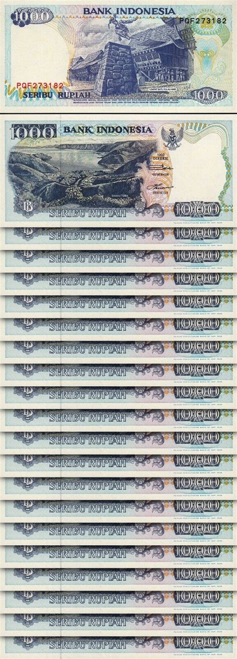 Indonesia 1000 Rupiah 1992 / 1995, UNC, 20 Pcs LOT, Consecutive, P-129d ...