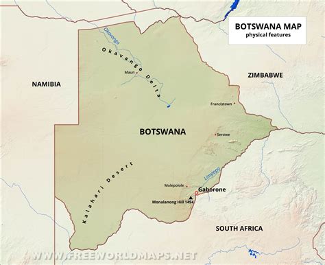 Botswana Physical Map