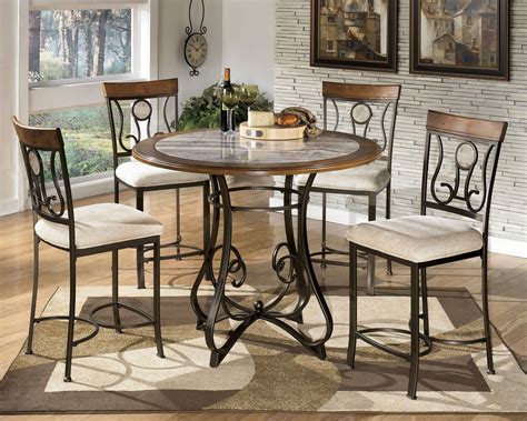 Hopstand - Brown - 6 Pc. - Round DRM Counter Table & 4 UPH Barstools ...