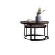 Canddidliike Set of 2 Round Wood Accent Tables, Metal Frame Nesting ...