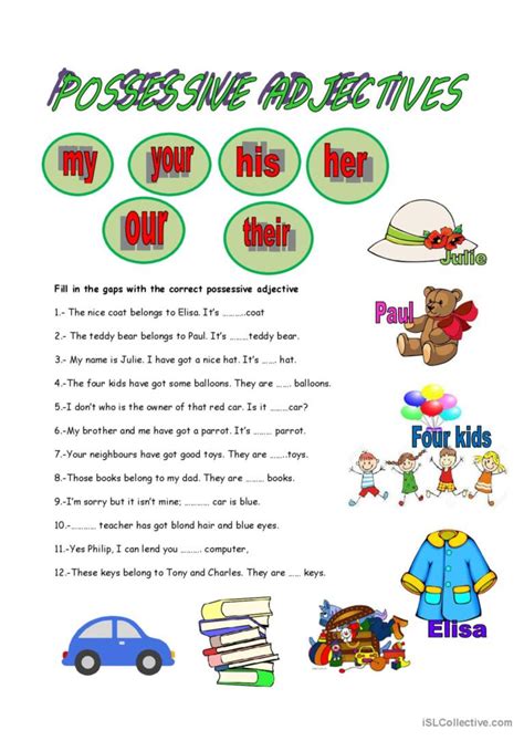 Possessive Adjectives English Esl Worksheets English Pronouns | The ...