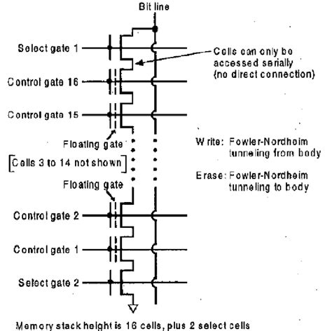 Cell architecture of a NAND flash memory organized in 16-bit stacks | Download Scientific Diagram