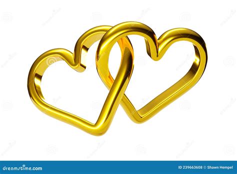 Two Heart Shaped Golden Wedding or Engagement Rings Floating, Isolated ...