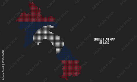 Flag Map of Laos with Halftone Dotted Effect Style Stock Vector | Adobe Stock