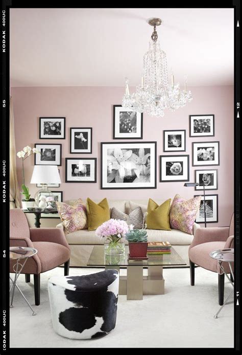 Light Pink Walls with Black and White Photographs and Cow Print Pale Pink Bedroom Walls, Pink ...