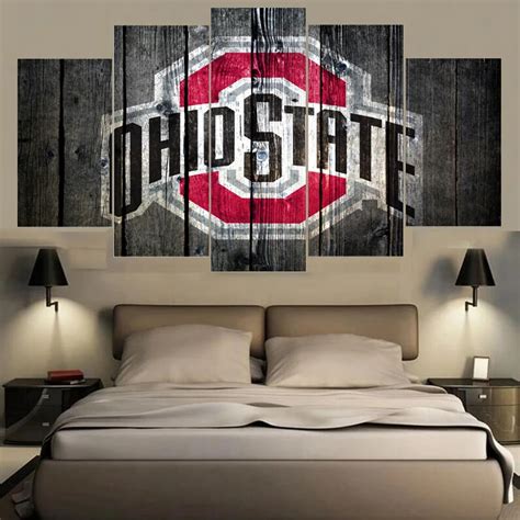 5 Panels Ohio State Buckeyes Modern Canvas Painting Calligraphy Wall ...