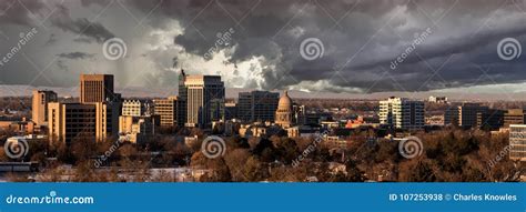 Sunrise Over and Dramatic Sky Boise Idaho Stock Photo - Image of city ...