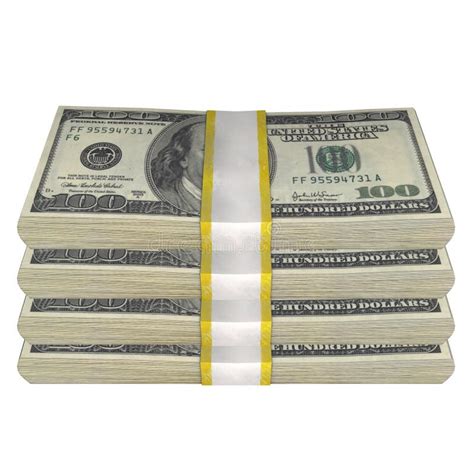 Stack of 100 Dollars Banknote Bill USA Money Banknote on a White Background. Stock Illustration ...