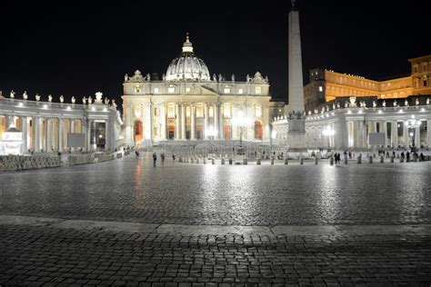 St. Peter`s Basilica in Vatican by Night in Italy Editorial Photography ...