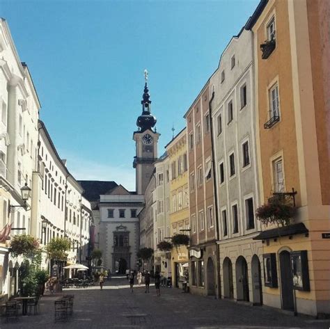 The old town of Linz, Austria is full of history and culture. Tiny ...