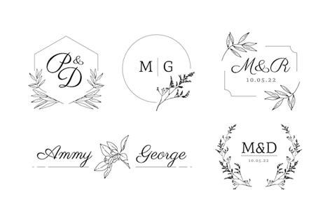 Free Vector | Linear flat design wedding monograms