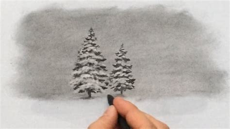 How to Draw Winter Trees with Vine Charcoal - YouTube