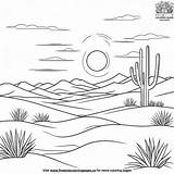 Vibrant Desert Sunset Coloring Pages sketch template